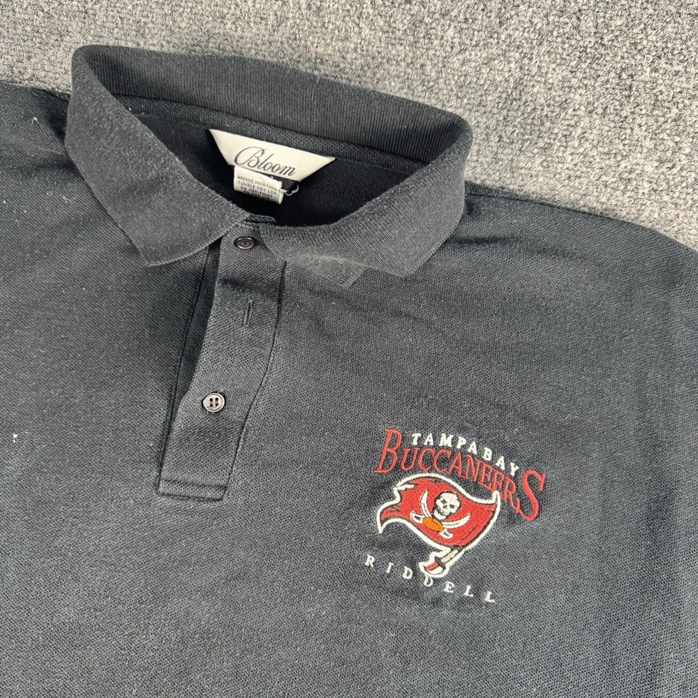 Vintage Tampa Bay Buccaneers Polo Shirt Mens XL Gray Sports 90s Football Riddell